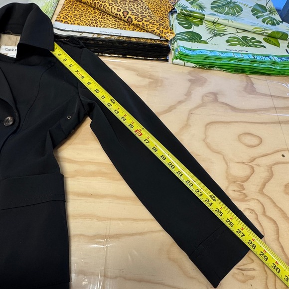 Calvin Klein Black Double Breasted Belted Trench Coat Jacket XS Epaulettes - Picture 14 of 15